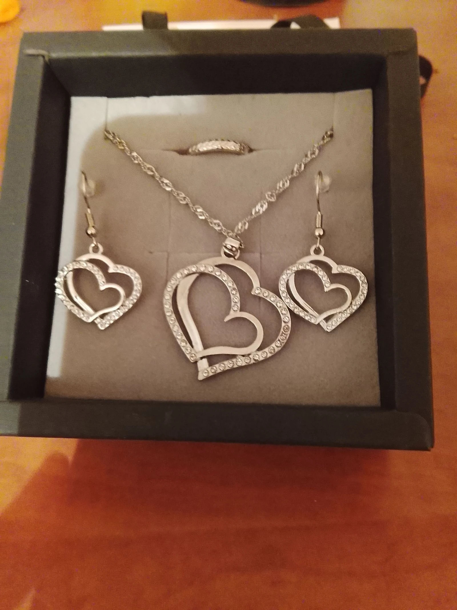 Parure coeur argenté